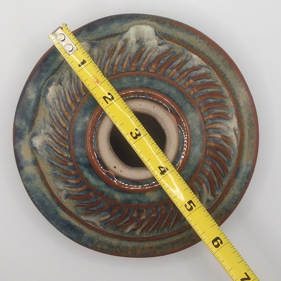 Vintage Studio Bay Pottery Glazed Squat Vase Rustic Blue Brown Glaze Signed‎ - Picture 6 of 6